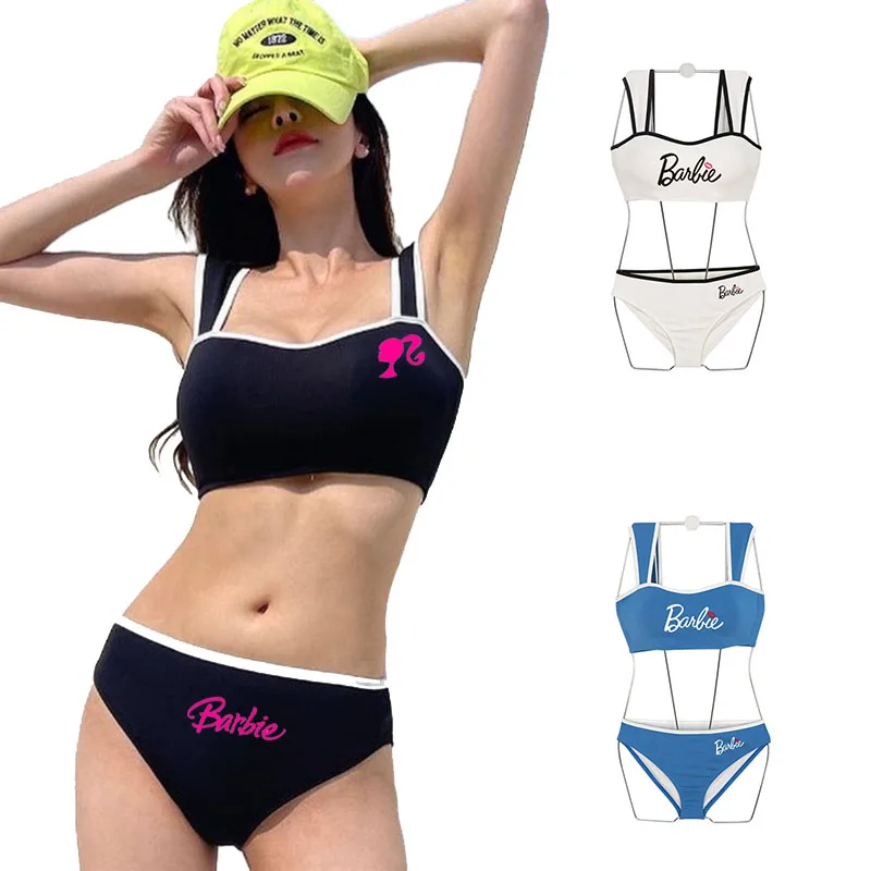 European American Slim Sexy Barbie Separate Girl Swimsuit Fashionable Simple Comfortable Versatile Sports Bikini Suit for Women