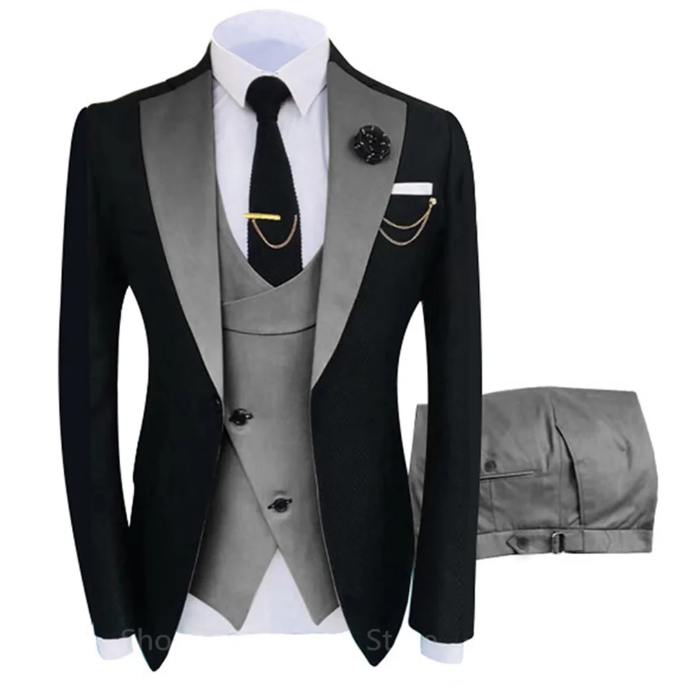 2024 New Arrival Terno Masculino Slim Fit Blazers Groom Suits For Men Boutique Fashion Wedding ( Jacket + Vest + Pants )