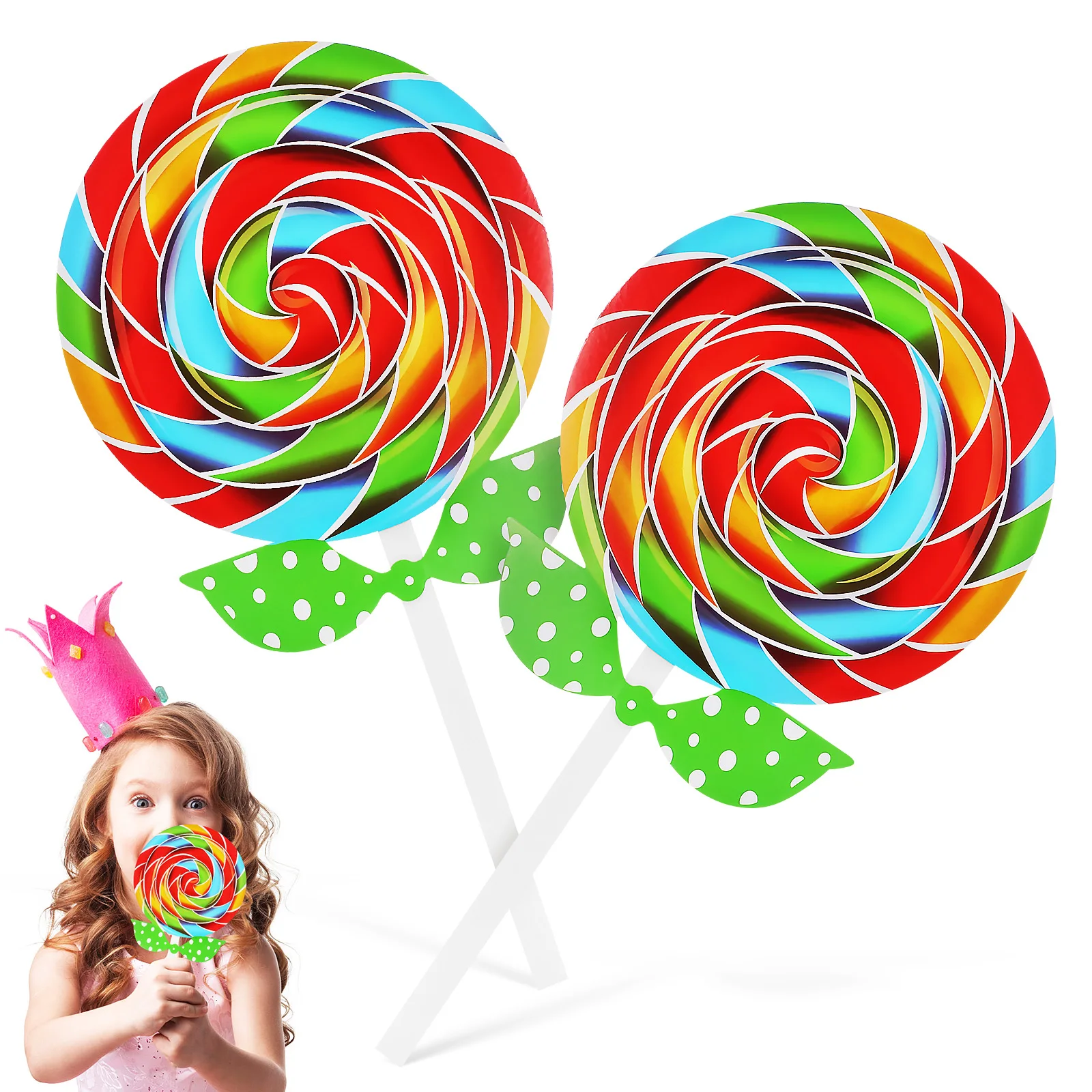 

2Pcs Large Lollipop Props Colorful Handheld Candies Fun Creative Present for Adults Party Favors Decor Lollipop Decorations