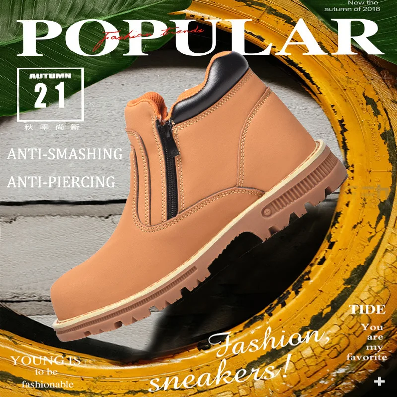 Steel Toe Cap Boots Waterproof Non-slip Work Shoes for Men Women Anti Smash Anti Puncture Leather Construction Site Safety Shoes