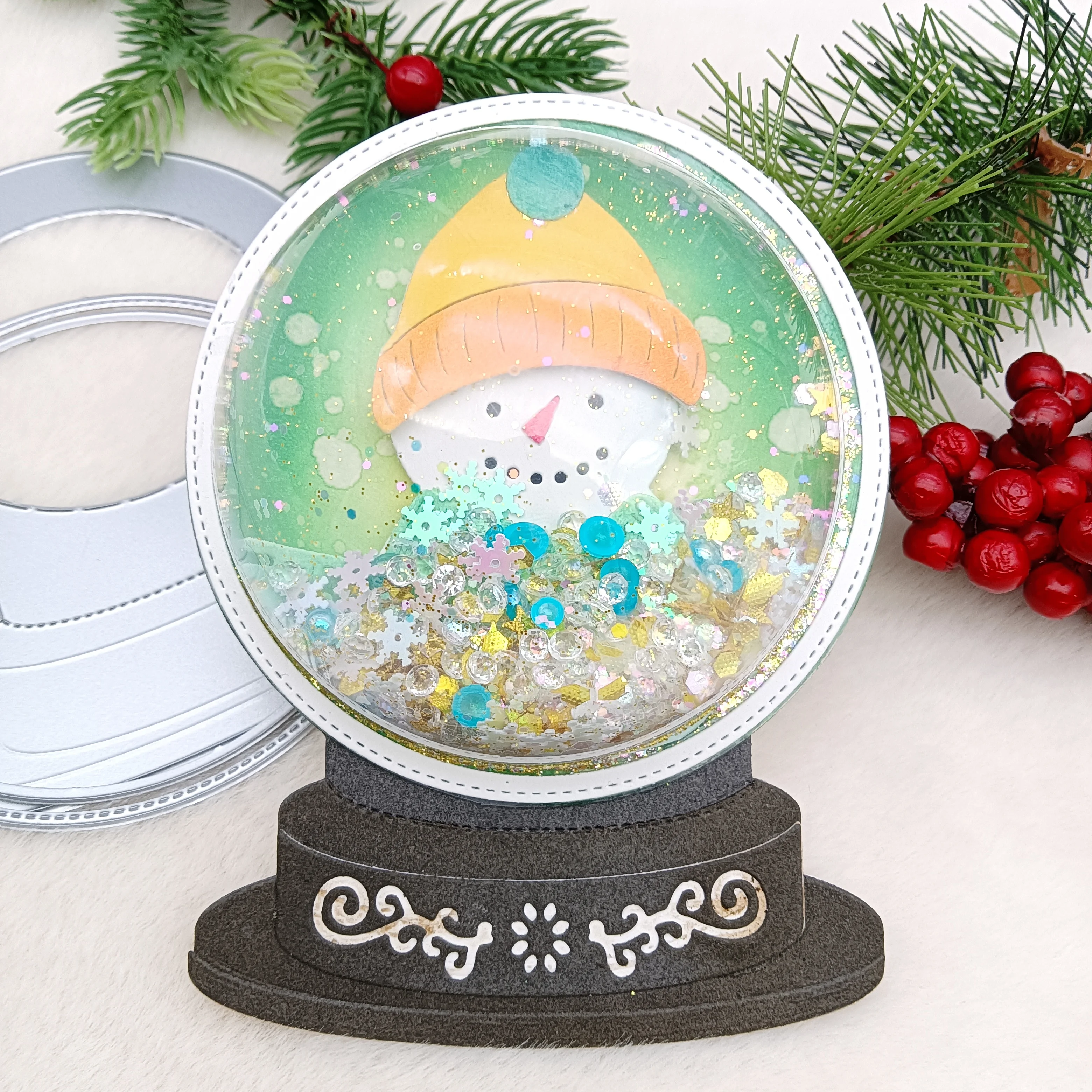 Alinacutle Metal Cutting Dies Cut Christmas Hat Globe Candy Dome Holder Craft Shaker Card Scrapbooing Handmade Art Cut Dies