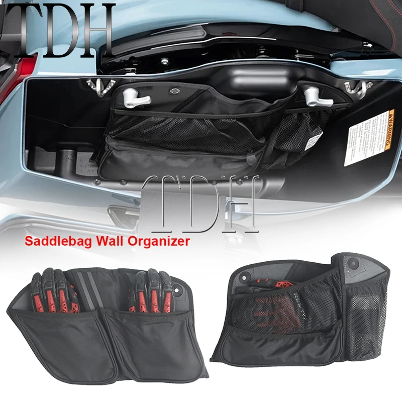 Motorcycle Hard Saddlebag Lid Covers For Harley Road Street Glide FLHX FLTRX FLTRXSE FLHXSE Luggage Lining Storage Bag Pocket