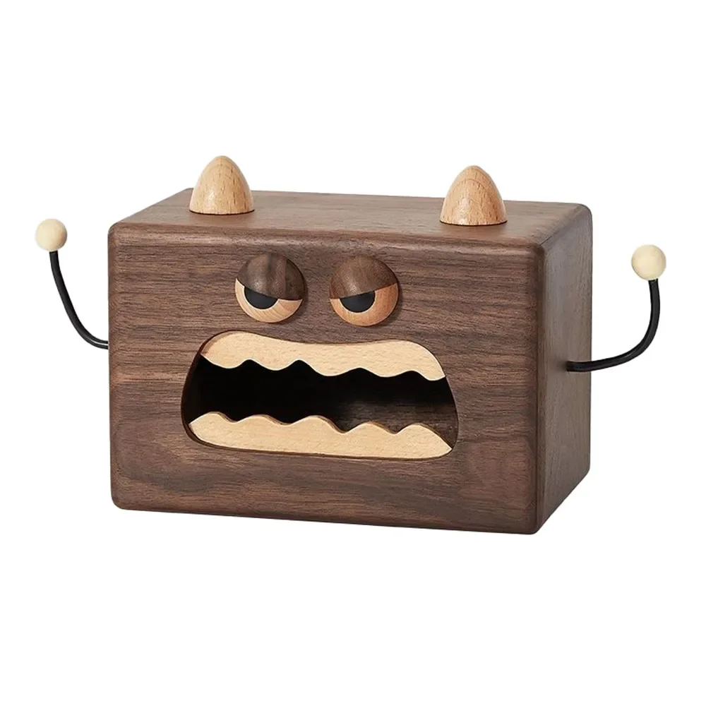 

Little Monster Walnut Wooden Tissue Box Cute Tissue Case Napkin Holder for Kitchen Dining Room Living Room Home Decoration Gift