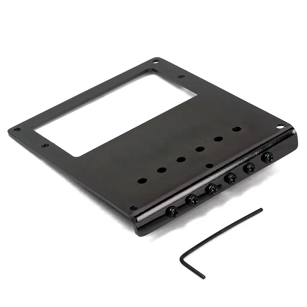 Tele Humbucker Bridge Metal Black Six Saddle Vintage String Guide Bridge for TL Electric Guitar Upgrade