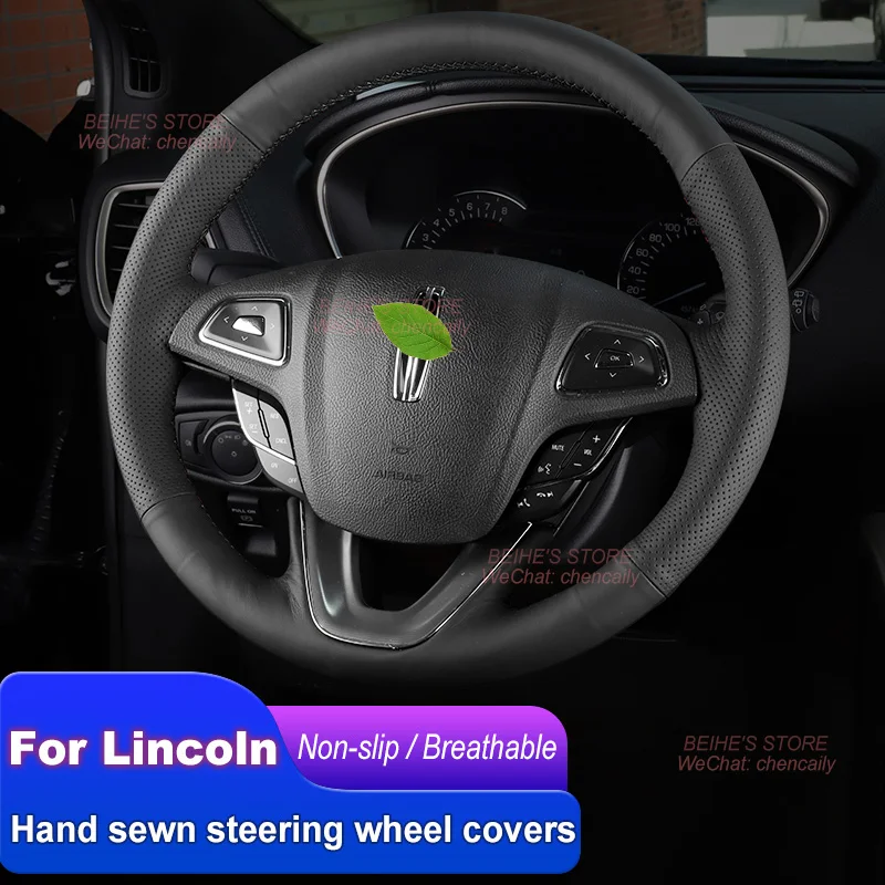 

Hand-stitched Non-slip Durable Nappa Leather Car Steering Wheel Cover for Lincoln MKZ MKW 2013-2021 Interior Accessories