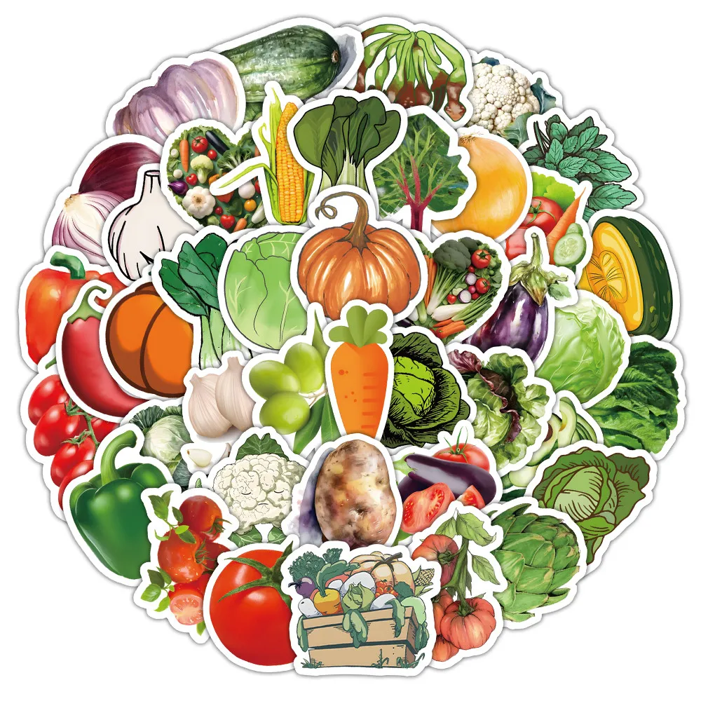60-Piece Cute Vegetable Stickers Style A - Decorative Decals for Notebooks, Phone Water Bottles & Journals Giajar Sticker Store