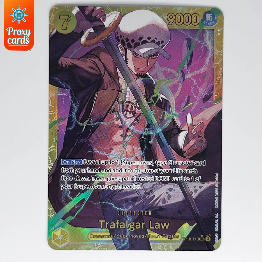 One Piece TCG The Seven Warlords of the Sea Full Set Proxy Cards - Mihawk Law Crocodile Doflamingo Hancock Alt Art Foil OPCG