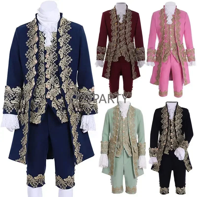 

drop ship 18th British Prince Costume Retro Rococo Aristocrat Suit Marie Gentleman Medieval Men Costume Suit Custom Made party