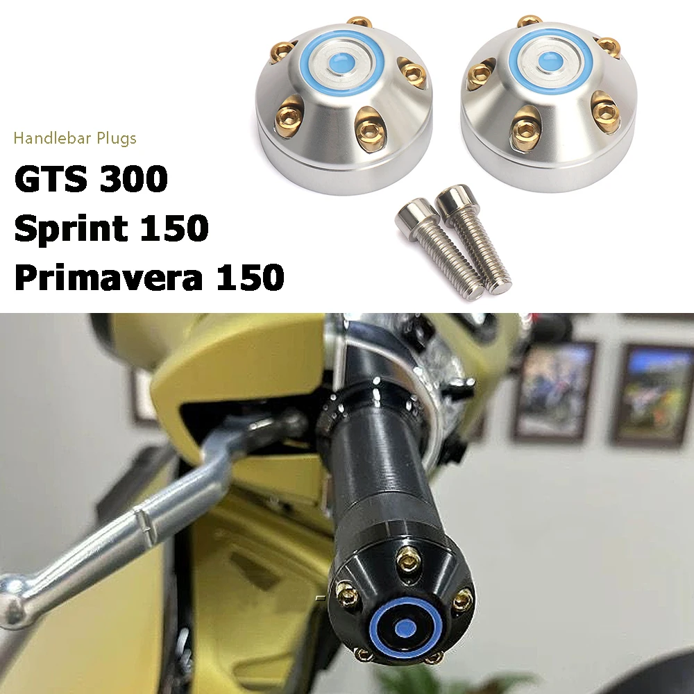 

New Motorcycle CNC Aluminum Handlebar Grips Slider Cap Plug Bar End Kit For Vespa Primavera 150 Sprint 150 GTS 300 GTS300