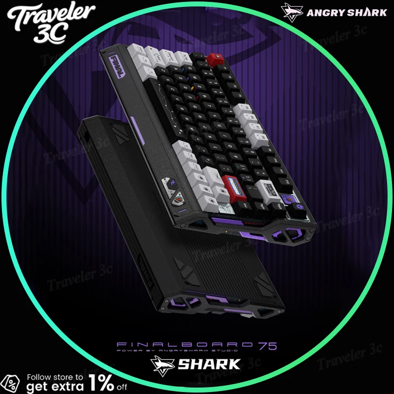 Angry Shark FINAL 75 Customized Magnetic Switch Gaming Keyboard Esports Low Latency 8K RT0.01MM 0.125MS Hifi Sound Keyboard PC