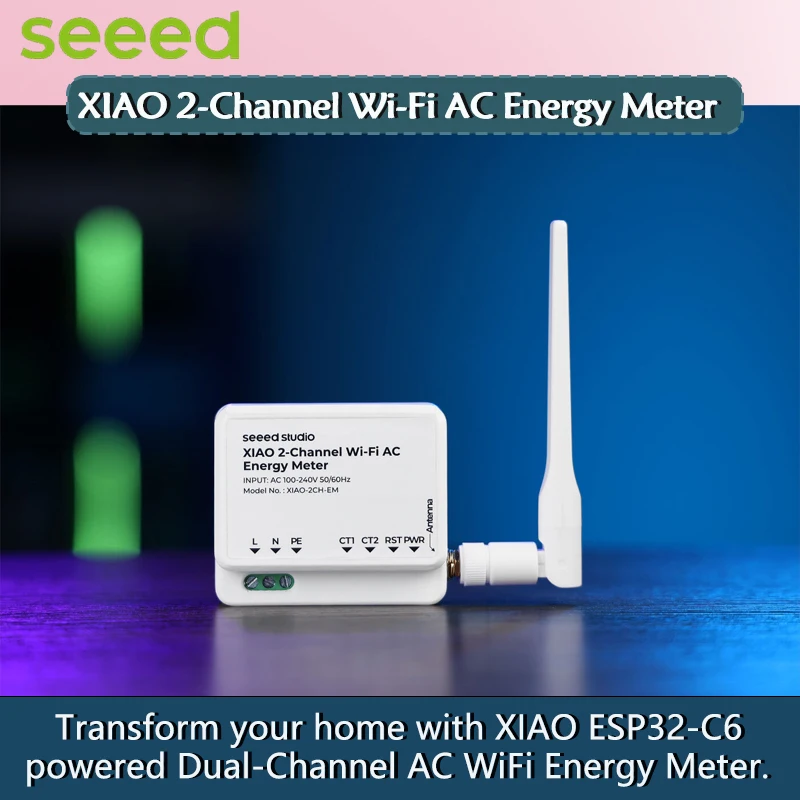

XIAO 2-канальный Wi-Fi счетчик энергии переменного тока, комплект 100 А-50 мА с неинвазивным трансформатором переменного тока, интеграция домашнего помощника