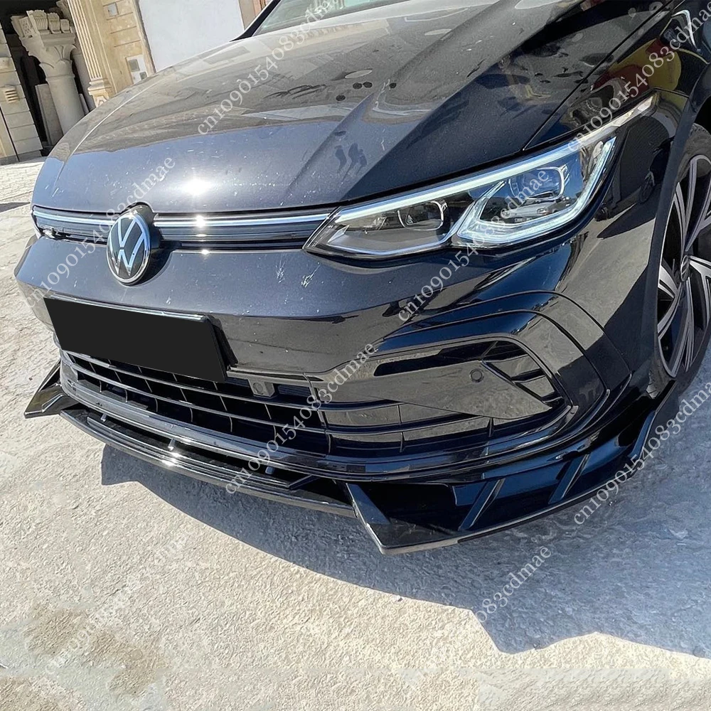 For Volkswagen Golf 8 MK8 GTI R-Line 2020-2023 Pre-Facelift Front Lip Bumper Splitter Diffuser Tuning Body Kit Spoiler Black ABS