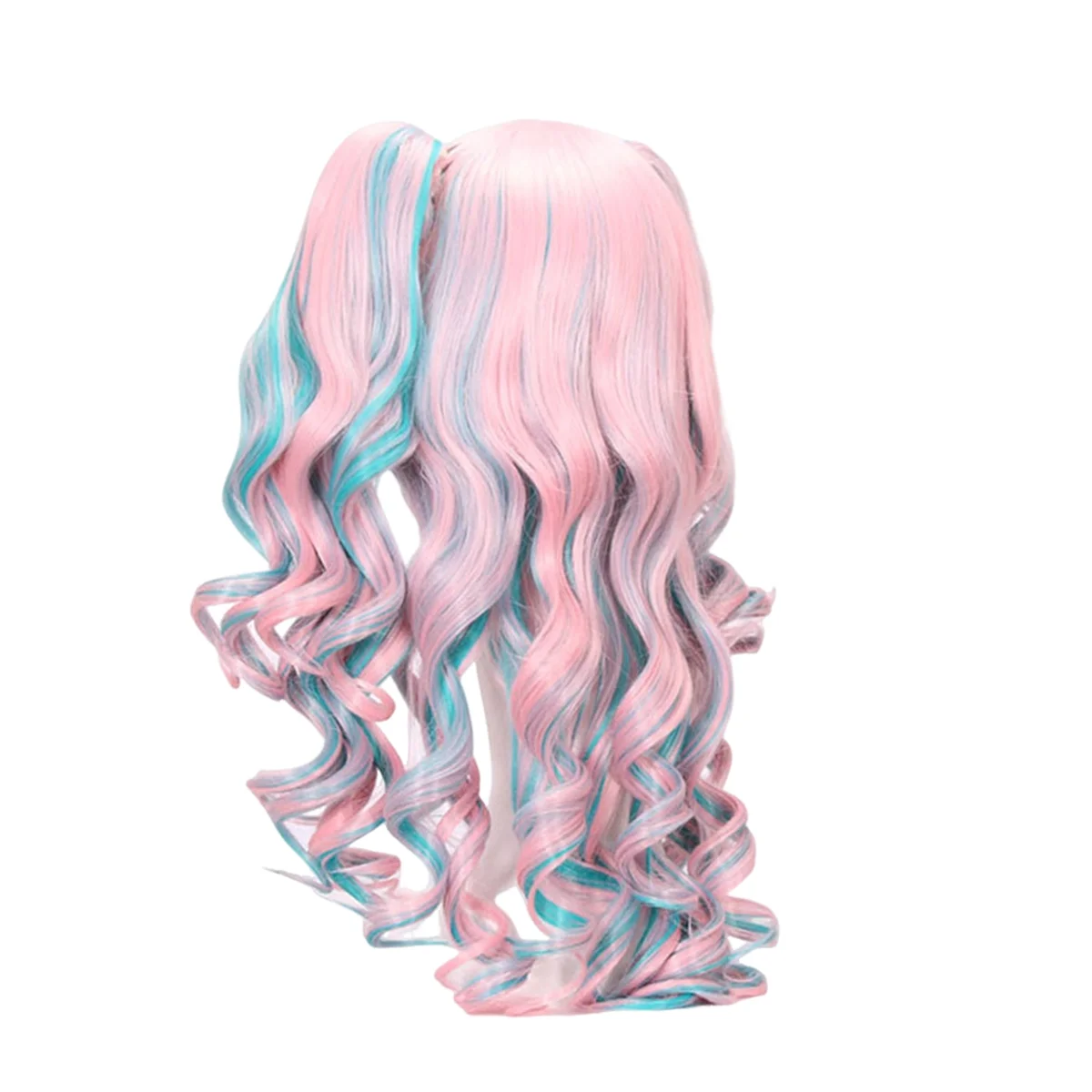 Wig Cosplay 80cm, rambut palsu Anime klip warna keriting multiwarna Eropa dan Amerika