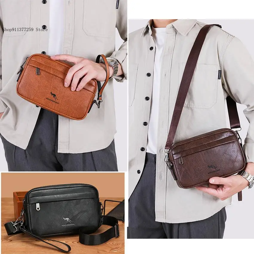 Cross Card Holder Phone Necessaire Pouch Hand Porter Little Bag Men's Clutch Bag Long Wallet Mini Shoulder Pu Leather Handbag
