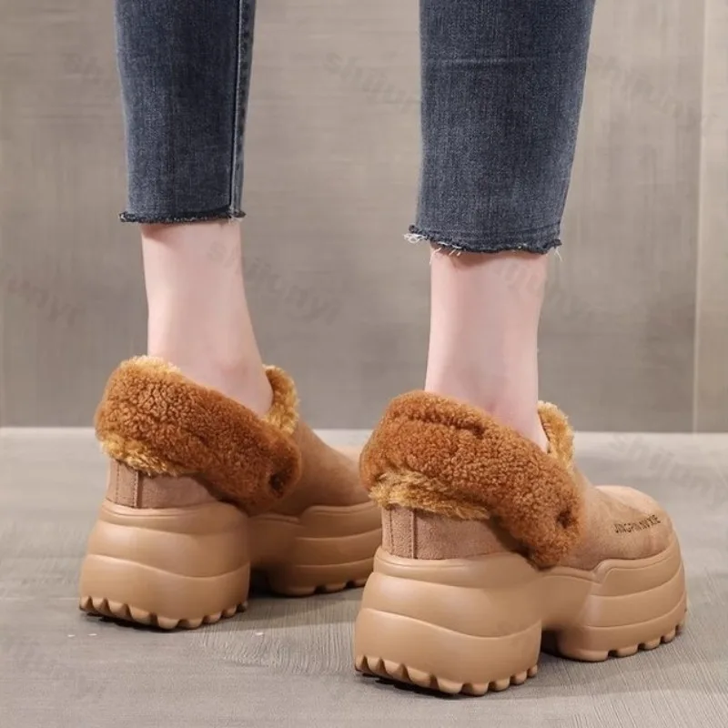 شباشب نصف رقيق مخملية دافئة كلاسيكية للنساء موضة شتاء 2025 متعددة الاستخدامات مريحة من القطيفة غير قابلة للانزلاق من القطن المكتنز #4