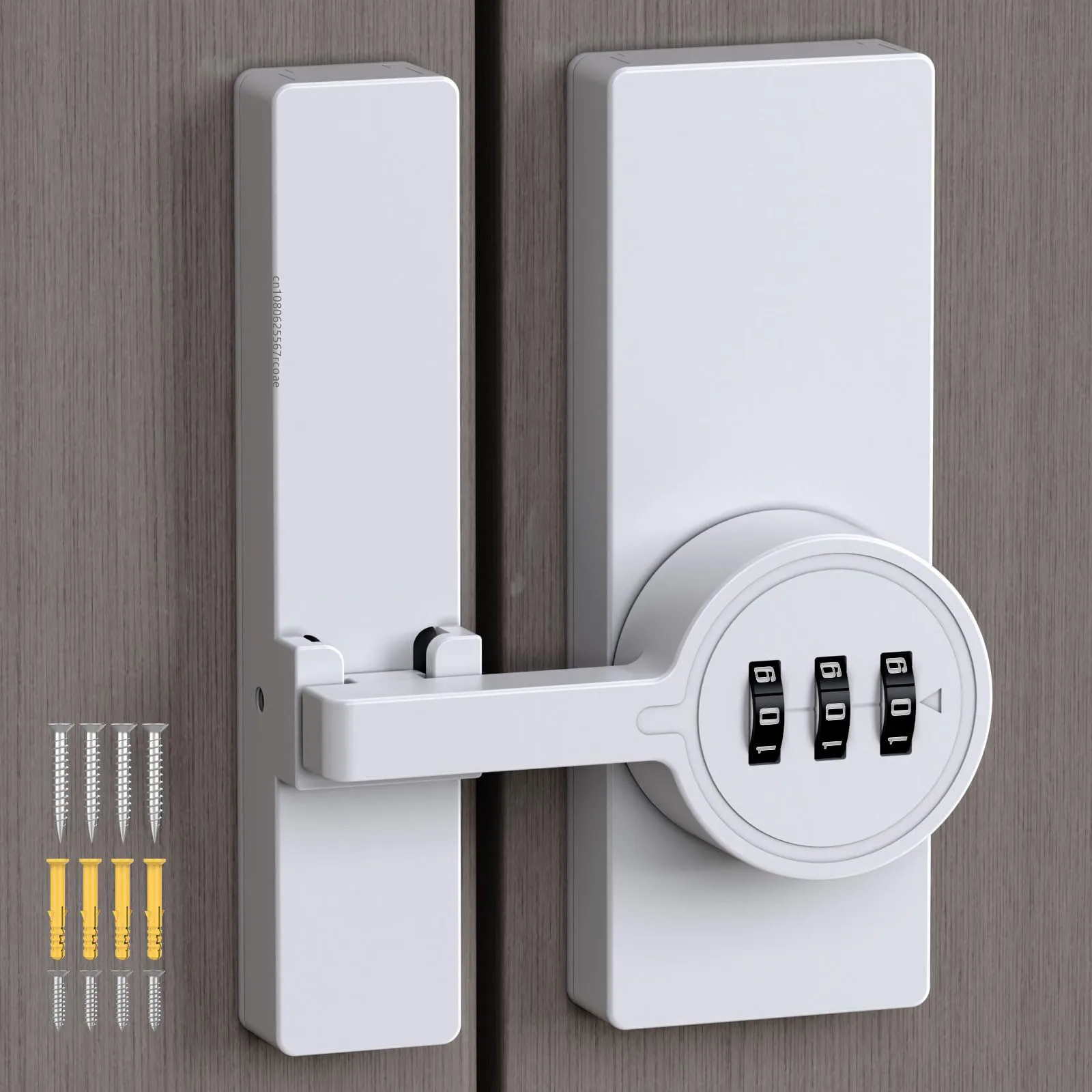 Keyless Password Barn Door Lock 180 Degree Adhesive Cabinet Lock with 3-Digit Combination Sliding Flip Door Latch with Screws