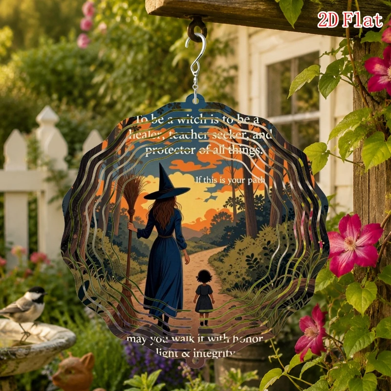 CIFBUY Wind Chime 360° Spinning Hook Witch Path Honor Integrity 2D Printed Durable Iron Classic Garden Outdoor Yard Decor