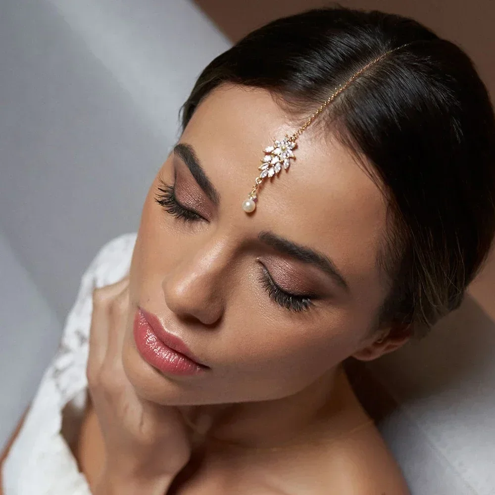 أزياء المرأة لؤلؤة الجبين سلسلة عقال مجوهرات الزفاف قلادة ورقة رئيس سلسلة مهرجان هدية #1