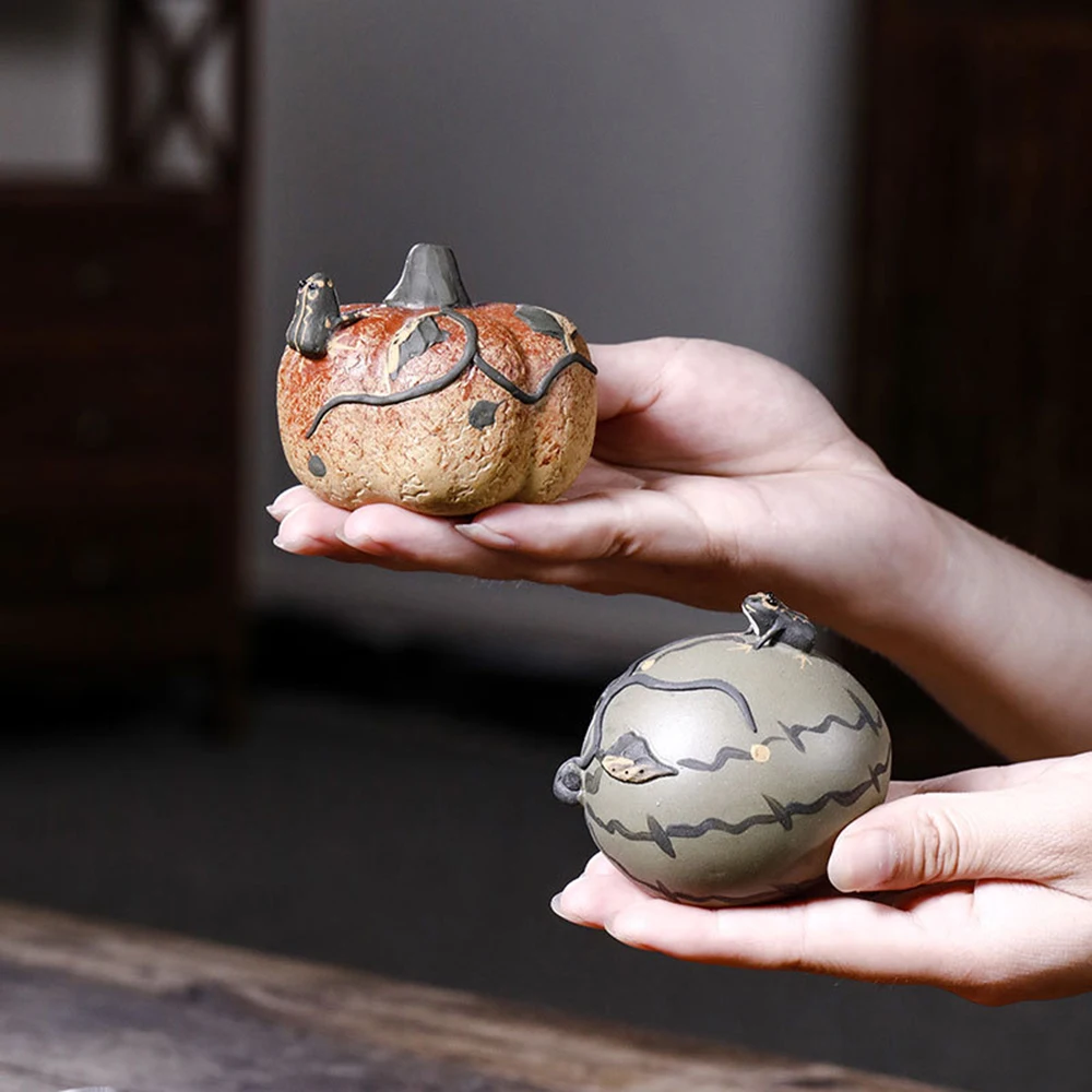 

Creative Gourd Teaware Purple Sand Frog Tea Pet Handmade Tea Play Figurine Exquisite Tea Table Desktop Ornament Home Decoration