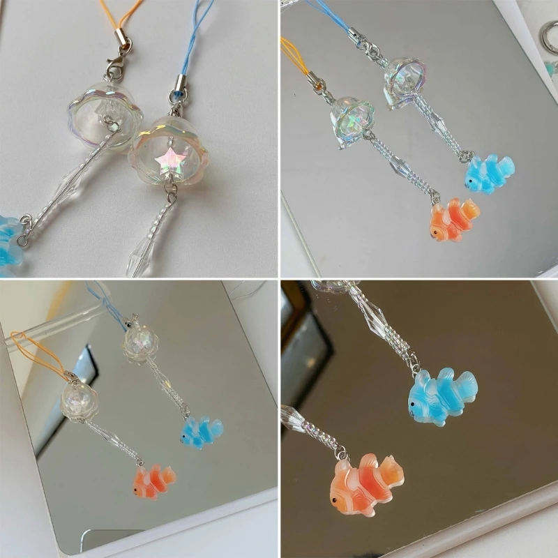 해파리 휴대폰 매력 바다 테마 키체인 