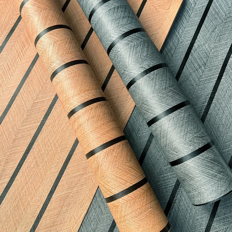 

Полосатые самоклеящиеся обои для ресторана, гостиной, спальни, фон для украшения стен, наклейка с рисунком рыбьей кости, обои из ПВХ