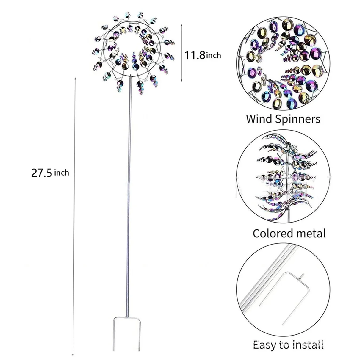 Magical Metal Wind Spinner, Ornament Spinners, Windmill for Garden, for Garden, Terrace, Lawn, Courtyard Landscape E