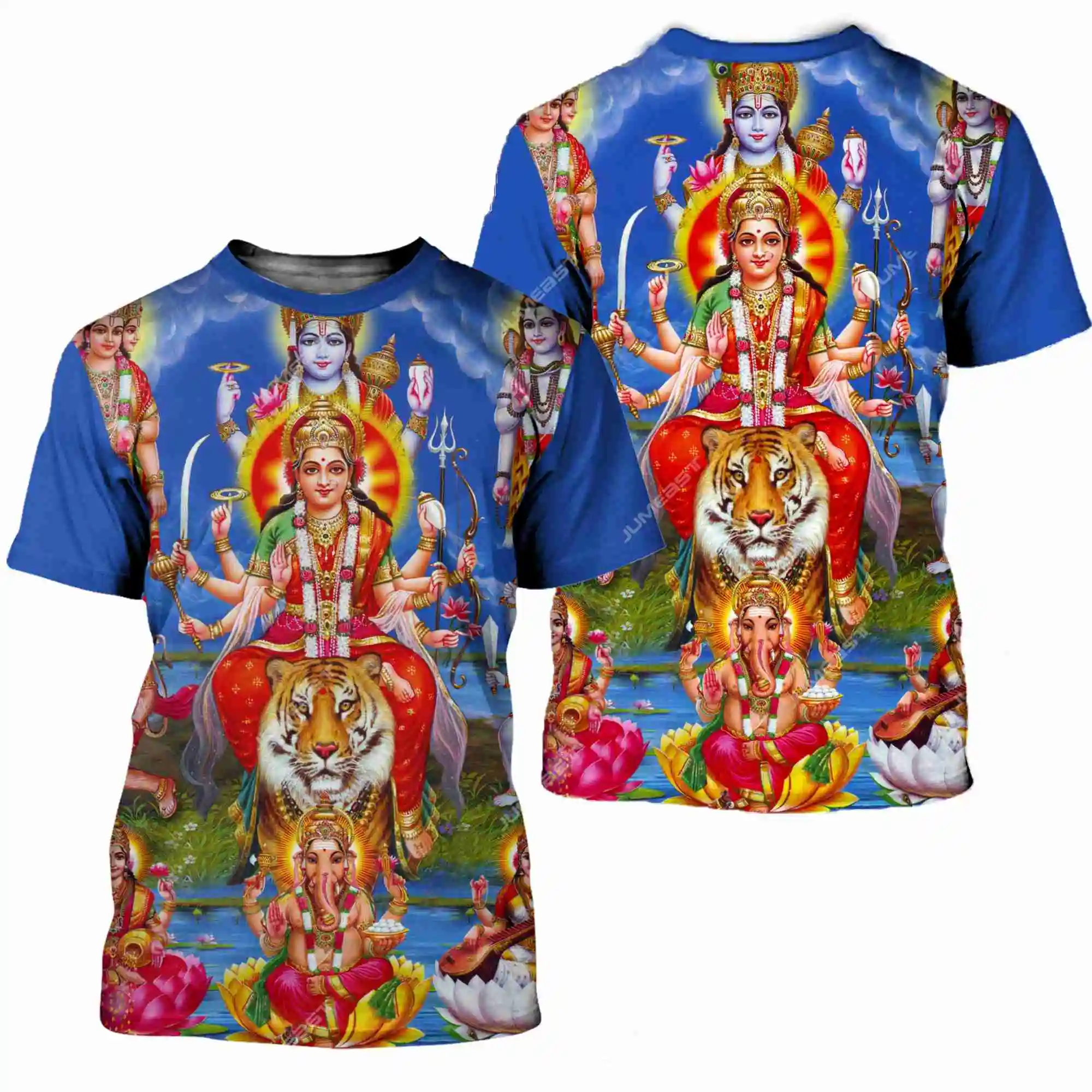 Jumeast Hindu Lord God Vishnu Men T-shirts Indian Goddess Shiva Unisex Baggy T Shirt Vintage YK2 Streetwear Fashion Clothes Top