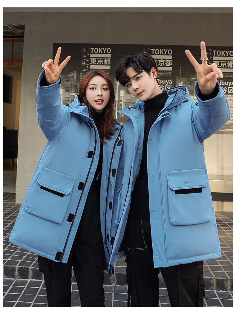 Men Mid Length Workwear Down Parkas Men Couple Fashion Down Parkas Men White Duck Down Casual Warm Winter New Stylish Parkas