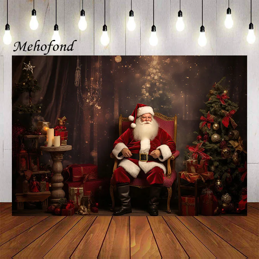 Mehofond Photography Background Christmas Santa Claus Winter Xmas Tree Gifts Kids Family Portrait Decor Backdrop Photo Studio