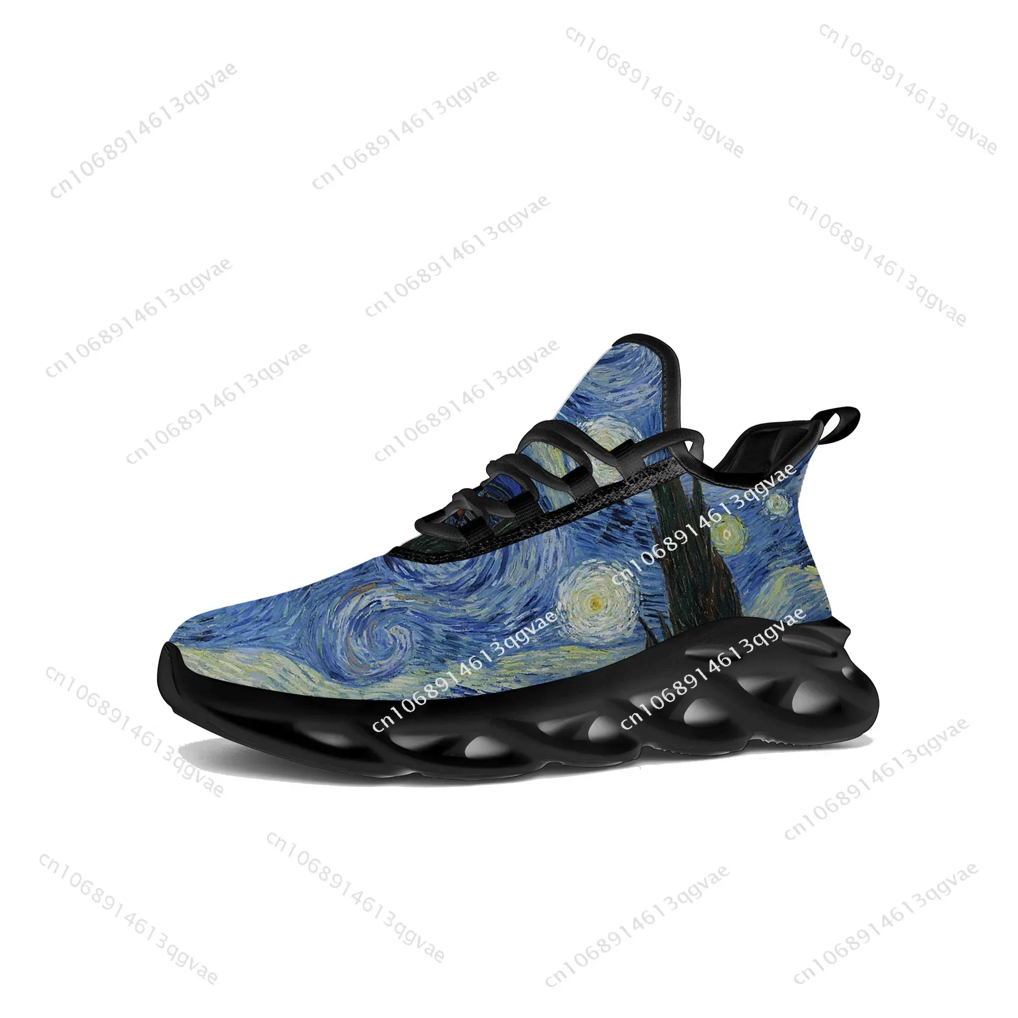 

Van Gogh Starry Night Flats Sneakers Mens Womens Sports Run High Quality Sneaker Lace Up Mesh Footwear Tailor-made Shoe Black