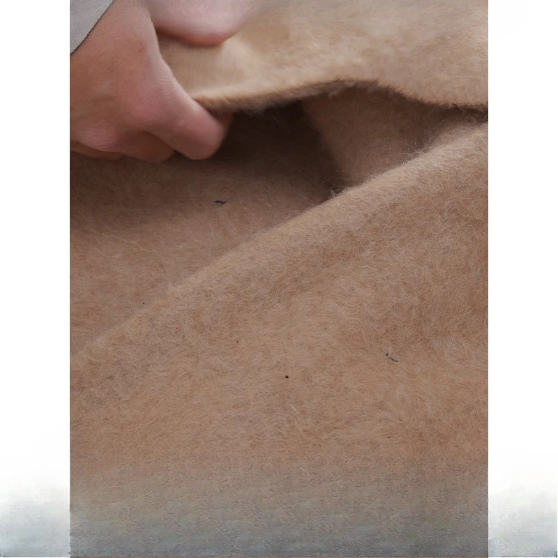 Cashmere alpaca interwoven khaki soft fabric, width 150CM 560G/M
