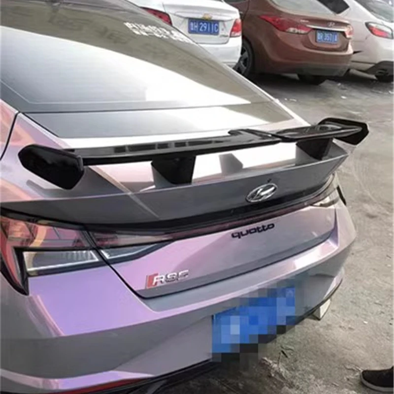 Sport Style For Hyundai Elantra 7th CN7 Spoiler 2021 - 2023 ABS Material Carbon Look Car Rear Trunk Wing Accessories Body Kit