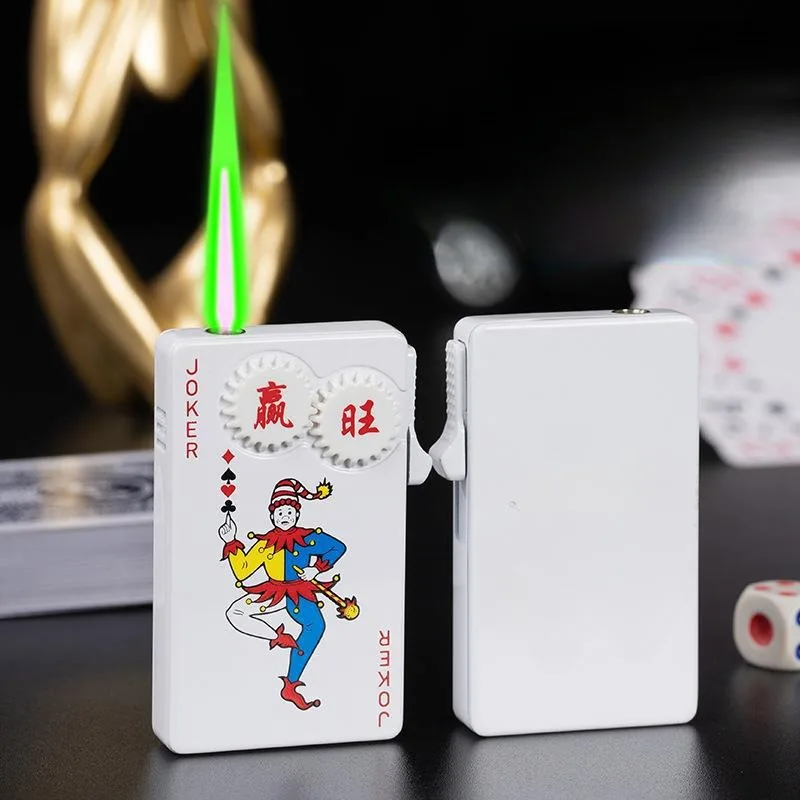 

Metal gas lighter Creative Playing Cards Butane Windproof high flame Lighter Fun Toy noctilucent cigarette lighter gift for men