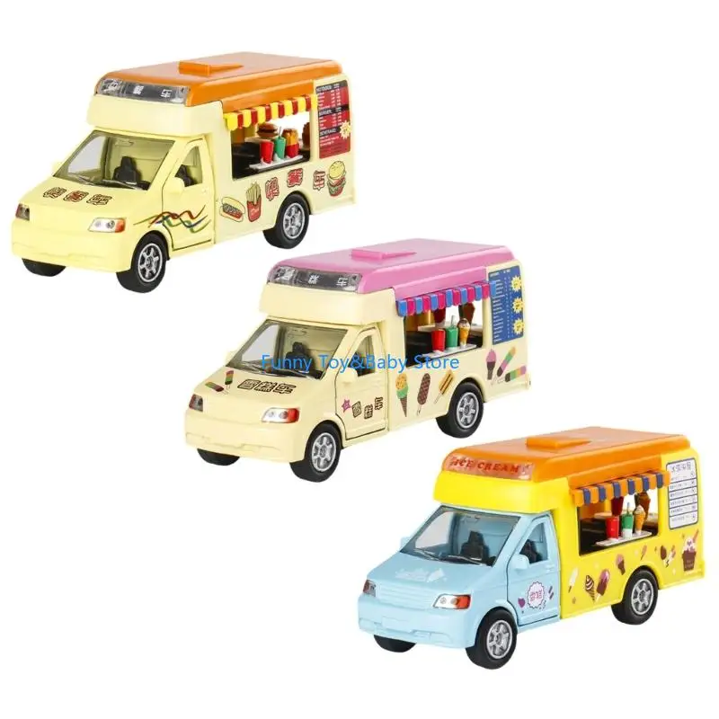 

Miniature Ice Cream Car Model Play Vehicle Toy with Moving Wheel Opening Door Home Display Children Collector Gift C90B
