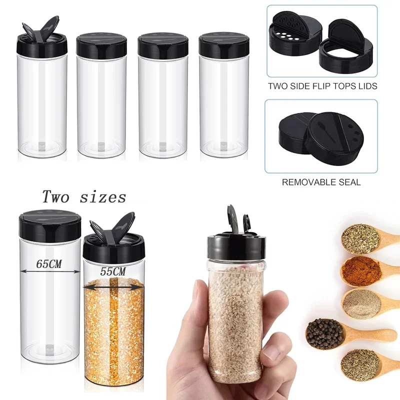 

10Pcs 100-420ml Clear Plastic Spice Jar With Shaker Lids Empty Powders Organizer Kitchen Seasoning Dispenser Containers For BBQ