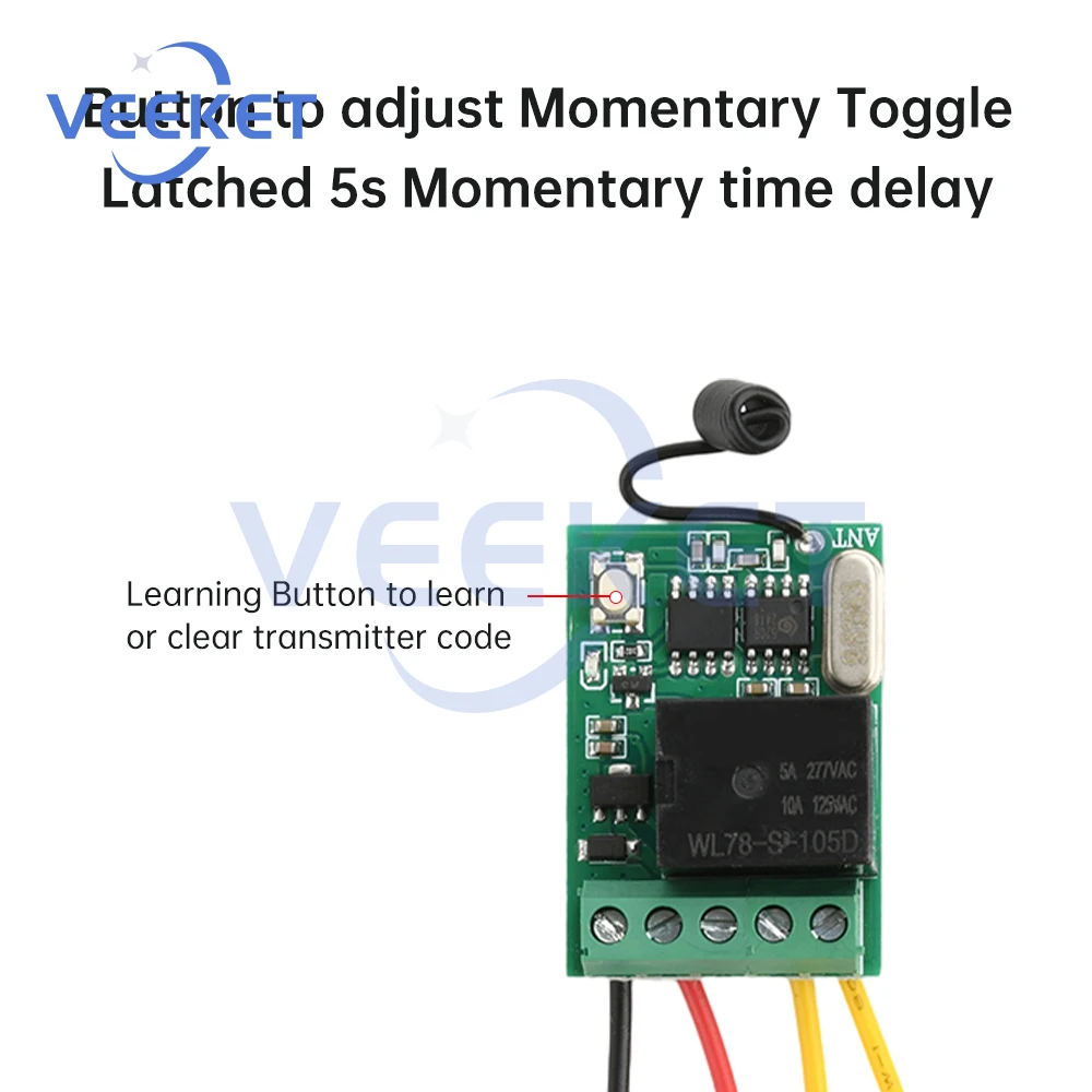 DC 4-12V Wide Voltage Wireless Remote Control Switch Access Control Relay Switch Transceiver 315MHZ/433MHZ