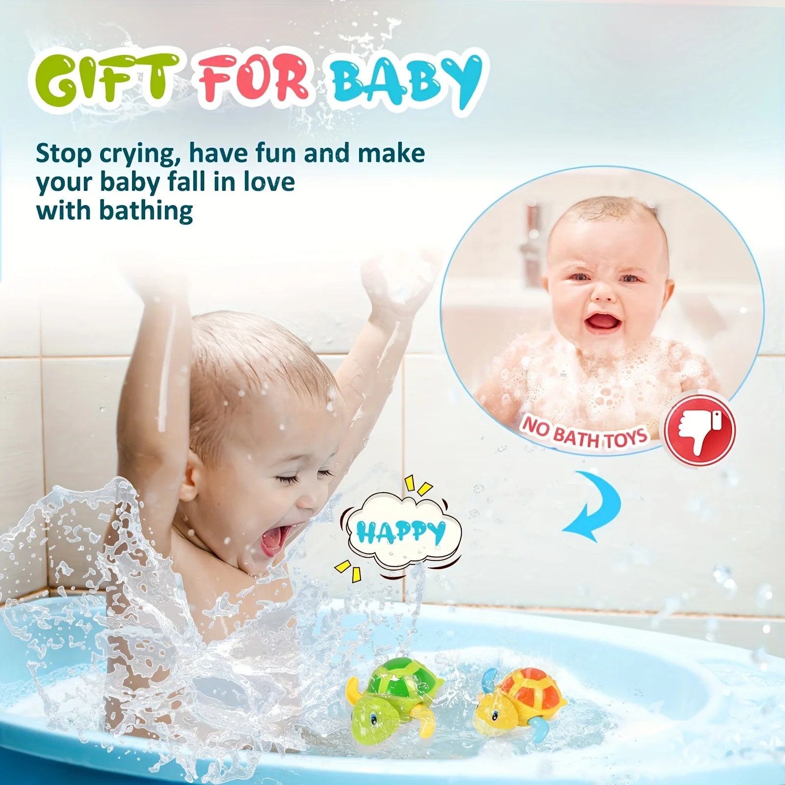 3PCS Bathroom Pool Swimming Turtle, Bathing Water Play Clockwork Toy, Suitable for Youngsters Water Play,Kids Festival Gift