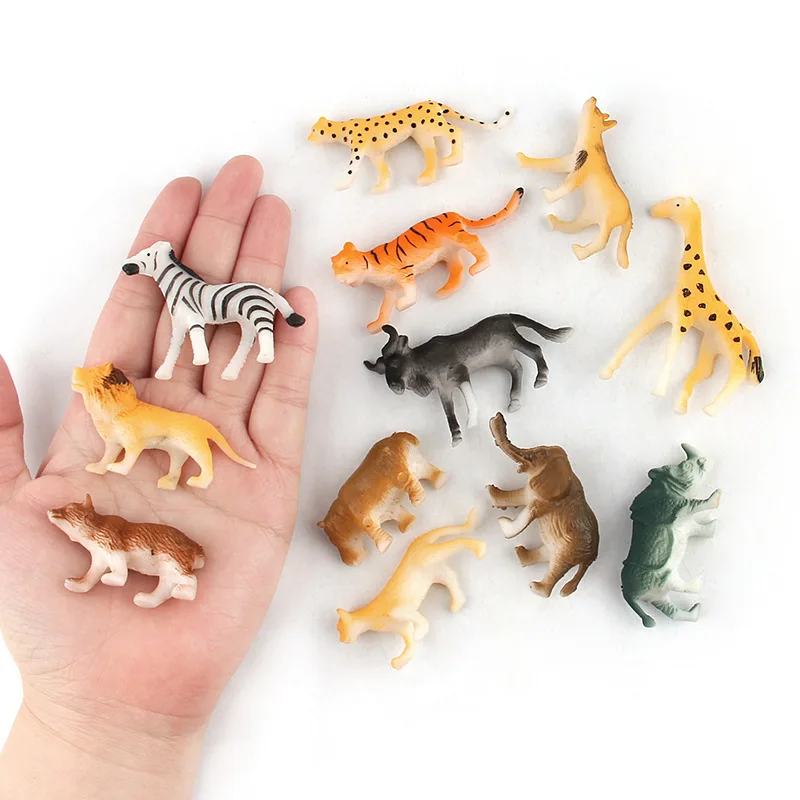 Simulation Animals one set 12pcs Model Children's Cognitive Education Micro Ornaments Plastic Decoration Baby Toy A0501