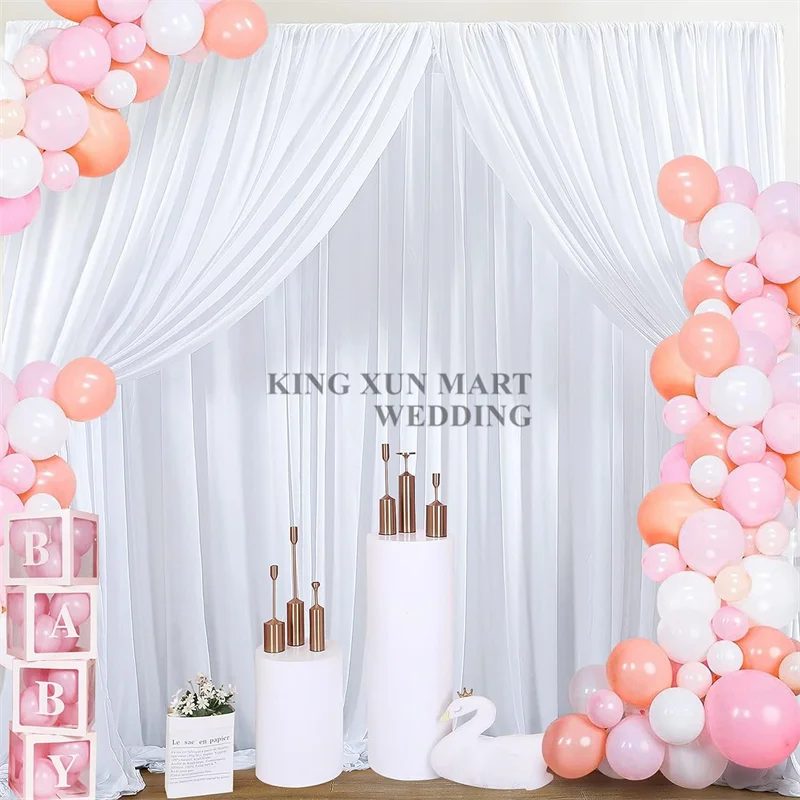 3x3m 2 Layer Panel Poly Backdrop Curtain Drape Stage Background Photo Booth Stage Background Event Party Decoration