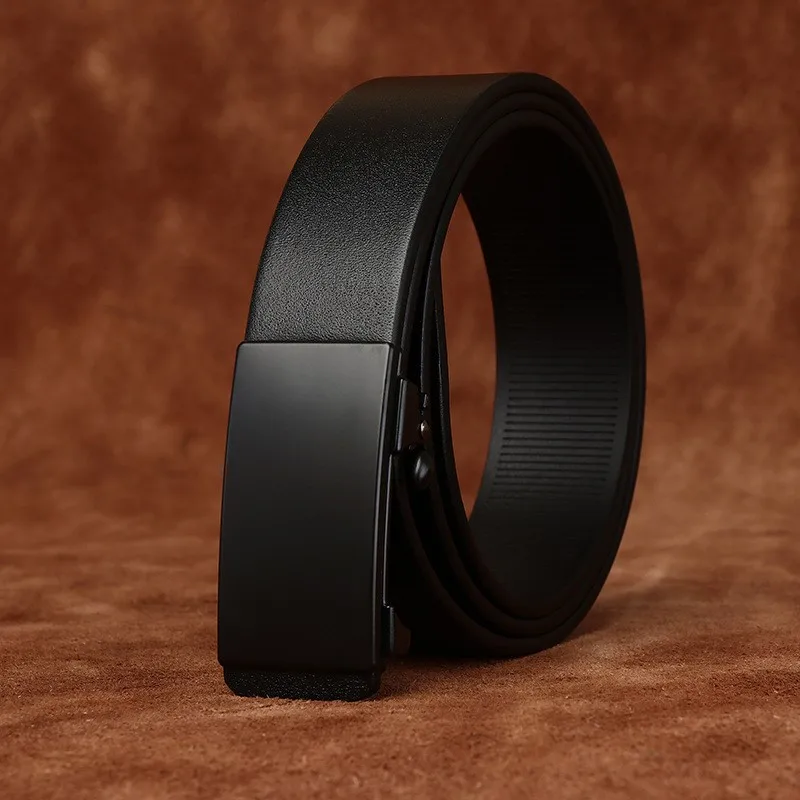 Minimalist and light luxury men's inner wear automatic belt leather simple formal dress pants with for men