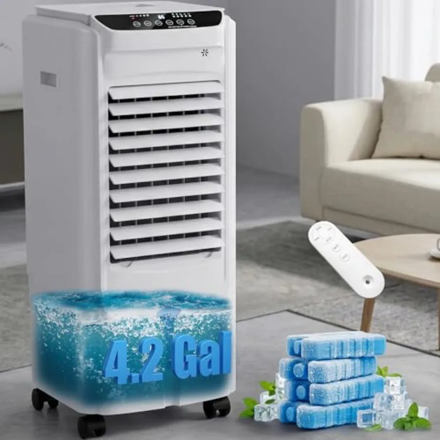 Windowless Portable Air Conditioner with 4.2 Gal Tank 1800CFM Swamp Cooler Remote Control 3 Speeds 12H Timer Cold Air Fan for B