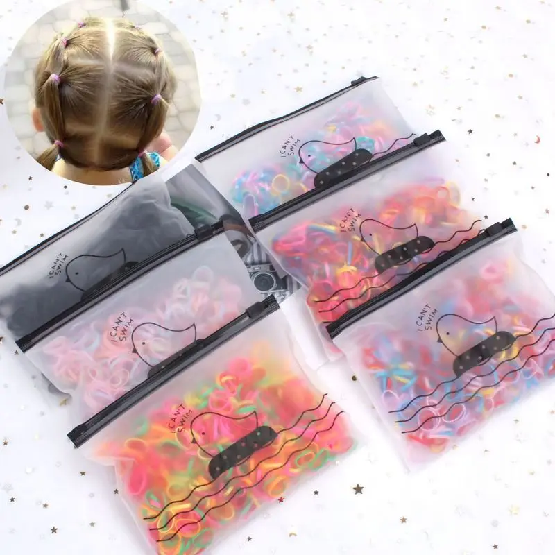 2022 Hot 1500pcs Nylon Ties Elastic Hair Bands Children Ponytail Holder Braiding Rubber Bands  Headband Gum Hair Styling Tools