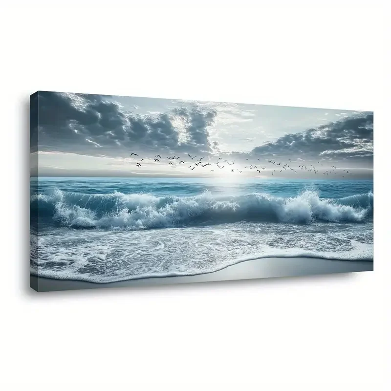 Diamond Embroidery Blue Sea Waves Cross Stitch Kit Full Square Round Mosaic Coastal Birds Scenery Diy Handmade Diamond Painting