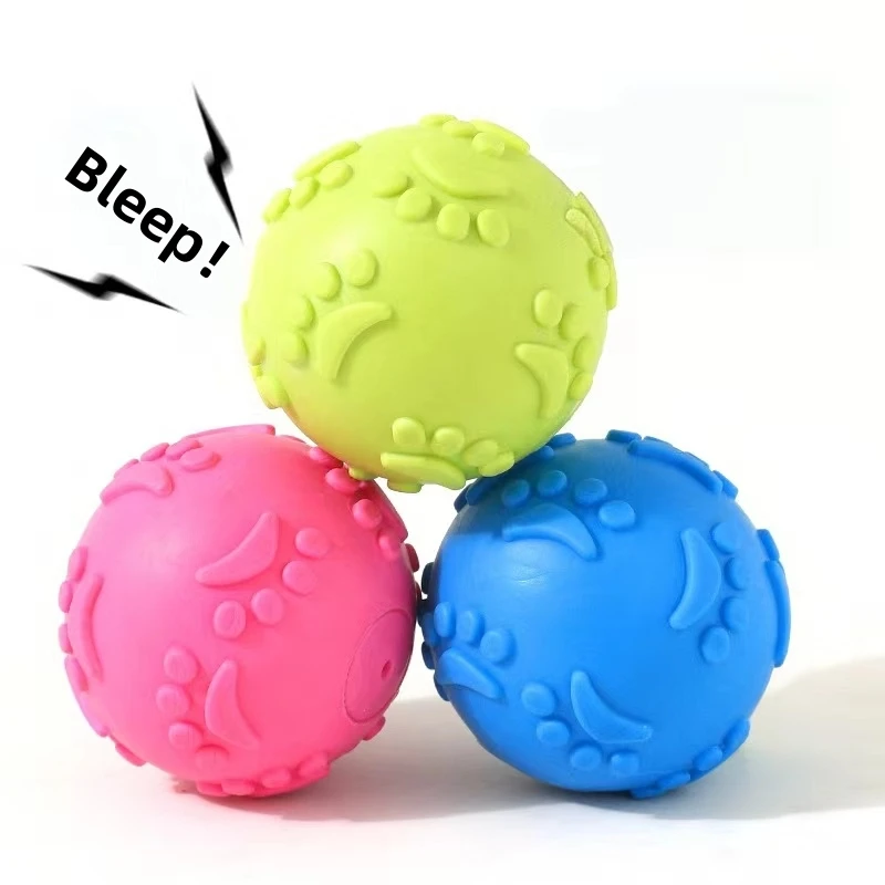 

Durable Dog Chew Toys For Small To Medium Pets - 3-Pack Of Colorful, Non-Toxic Rubber Balls With Paw Prints For Interactive Play