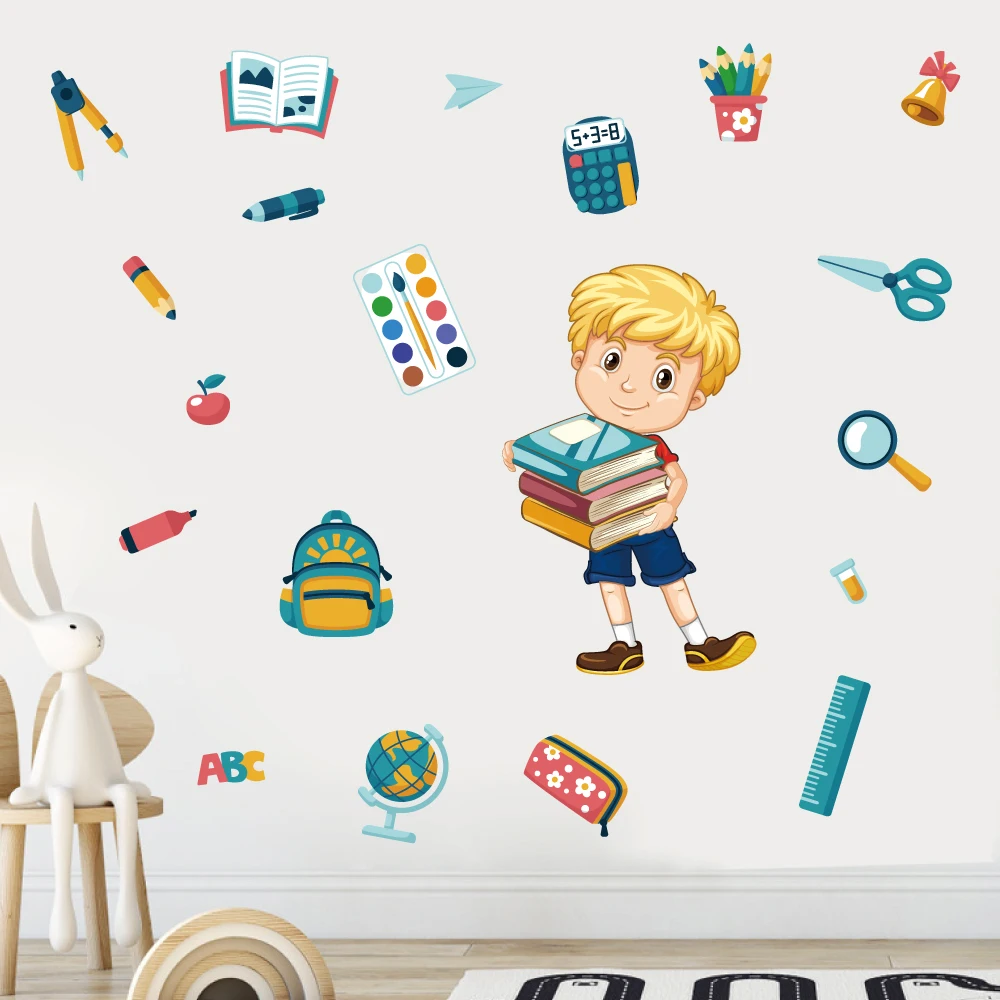 

school classroom decoration learning tool wall sticker removable kids room book wall decal