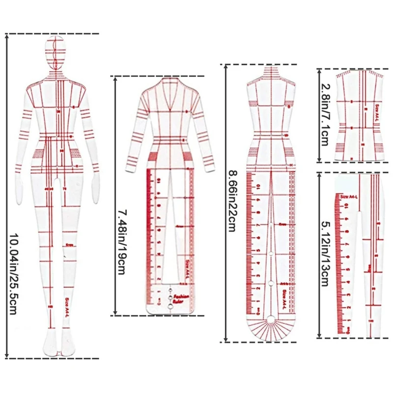 4 modele szablon ludzkiego wzoru linijka odzież pomiarowa francuskie linijki krzywej niezbędna linijka do szycia dla krawca