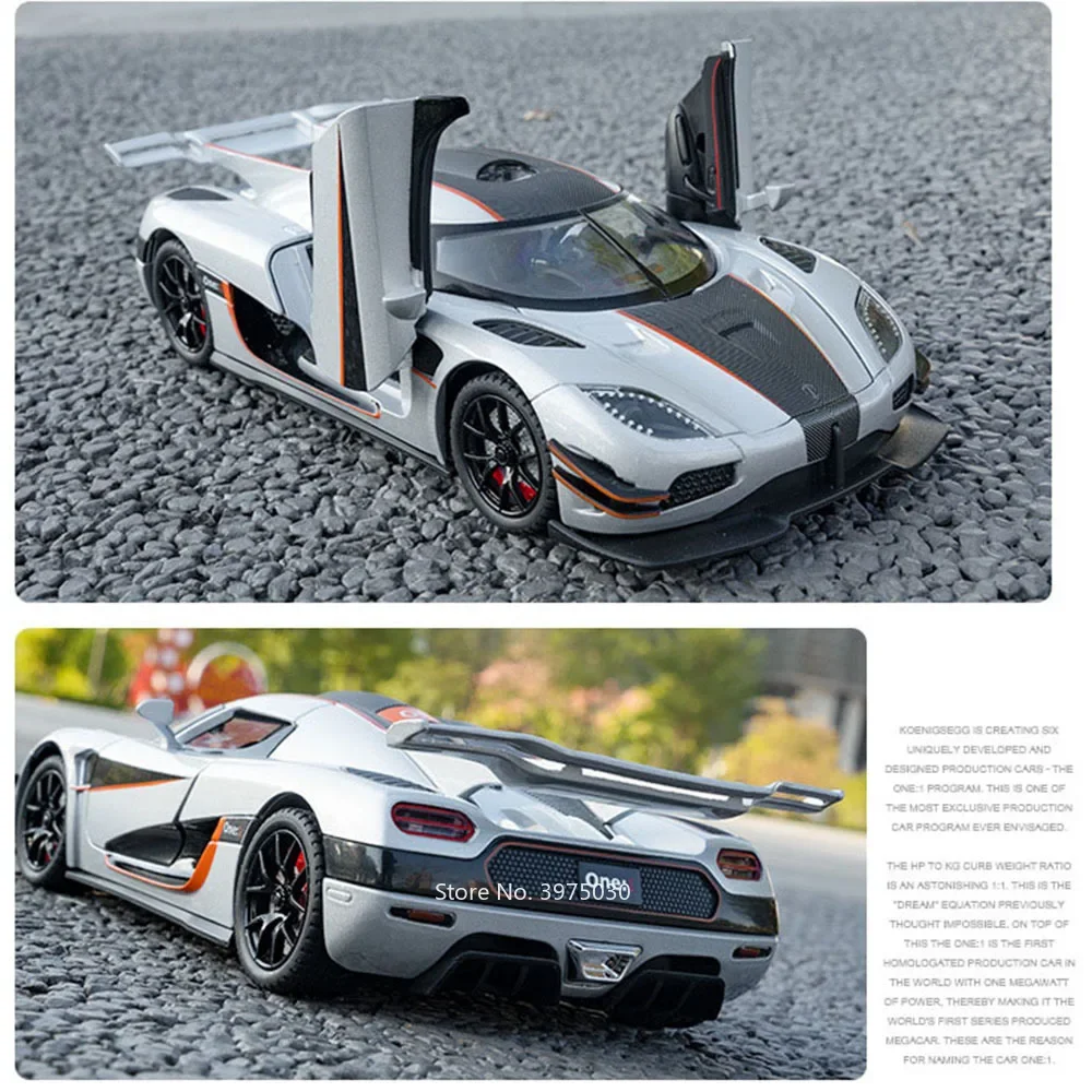 1:24 ONE-1 Miniatur-Spielzeugautos, Legierungsdruckgussmodelle, Rückziehfahrzeuge, 4 Türen, geöffnet, Sportwagen, Kleinkindspielzeug für Kinder, Geschenke