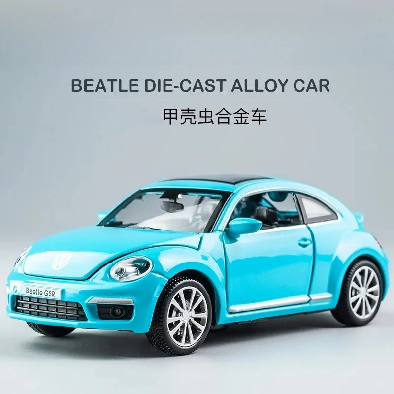 

Модель автомобиля Volkswagen Beetle 1:32 из сплава, со звуком и светом, открывающиеся двери, детская игрушка, коллекционная модель из литого сплава