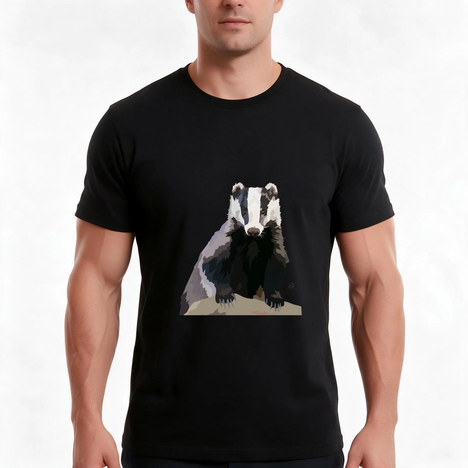 Badger T-Shirt, Summer Casual Cotton Tee, Oversized Streetwear Tops, Vintage Graphic Print, Loose Fit Short Sleeve, 100% Cotton