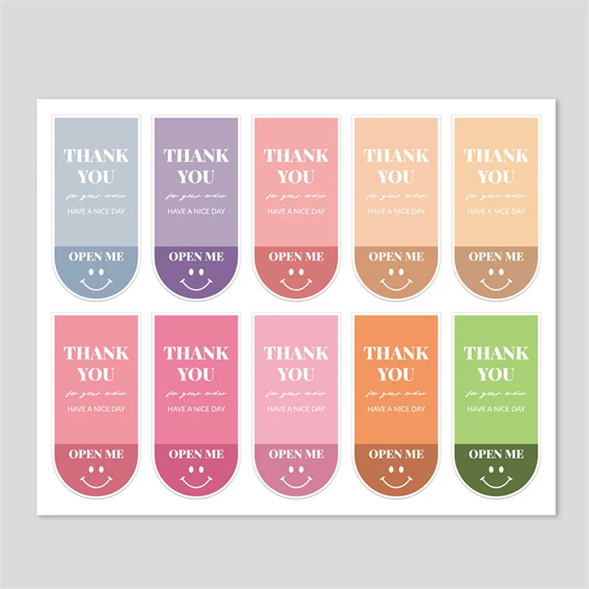 100pcs Thank You For Your Order Stickers Cute Smile Decorative Sealing Label for Business Gift Packaging Baking handmade Sticker